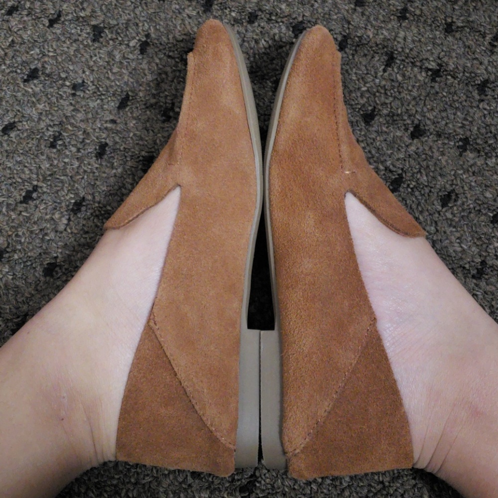 Beige womens slip on flats